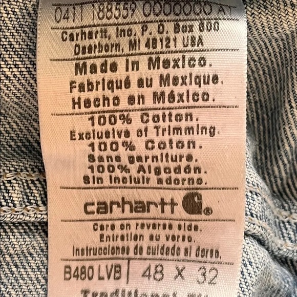 Carhartt Traditional Fit Men's Blue Denim Jeans Light Wash Big & Tall Size 48x32 - Picture 3 of 3